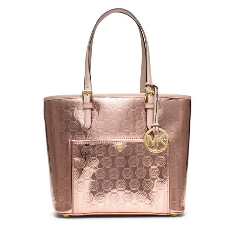 michael kors rose gold metallic handbag|Michael Kors gold handbags outlet.